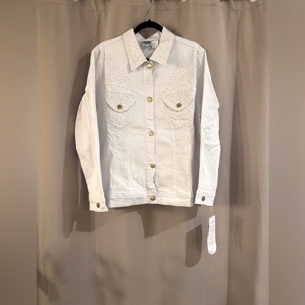 NWT Diana Gilman White Studded Women's Jacket